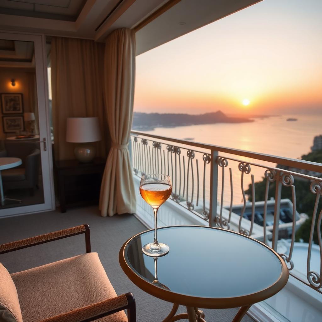 Hotelbalkon mit Meerblick am Mittelmeer